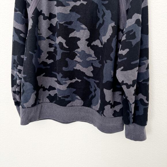 [PrAna] Cozy Up Nautical Blue Camouflage Oversized Crew Neck Sweatshirt Size 1X - Picture 8 of 10